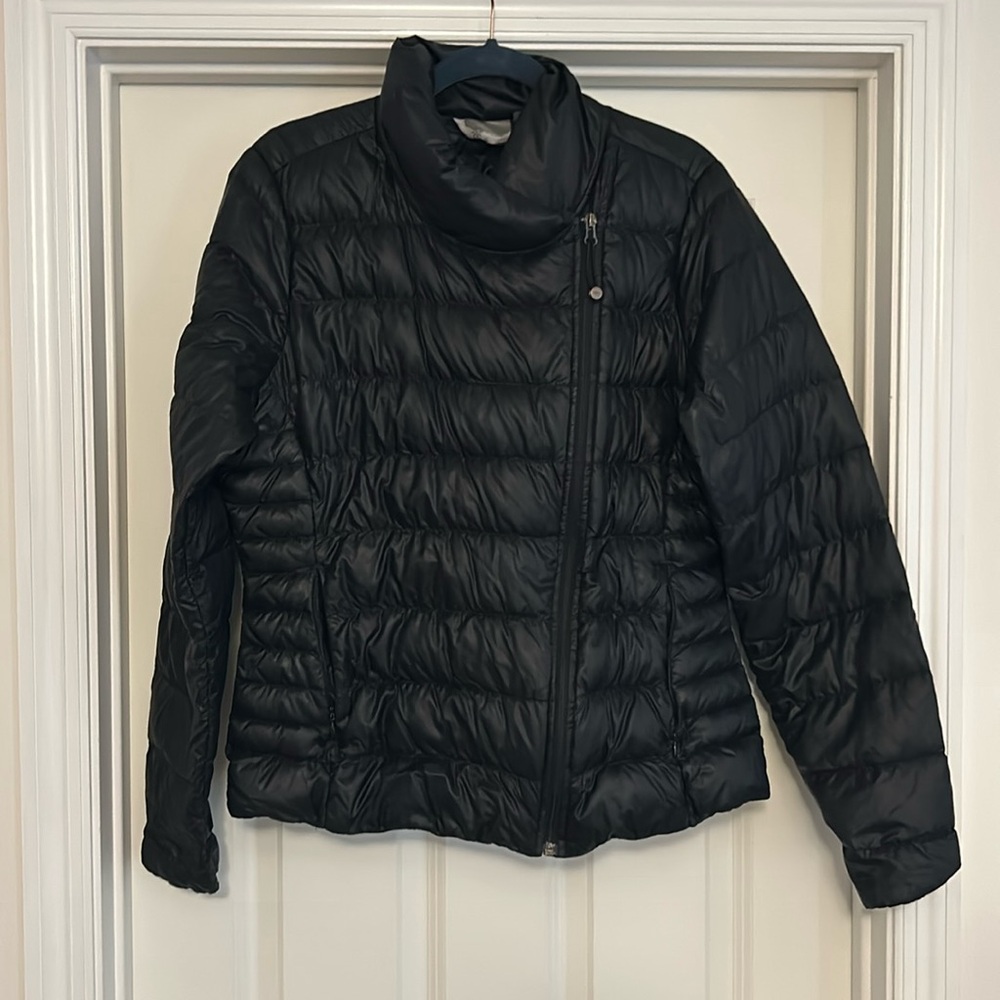 Athleta Downalicious Deluxe Puffer Jacket Goose Down Quilted Black